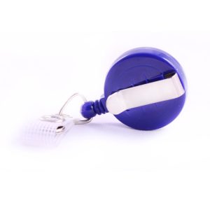 Blue Plastic Economy Retractable Reel with Belt Clip & Strap Clip